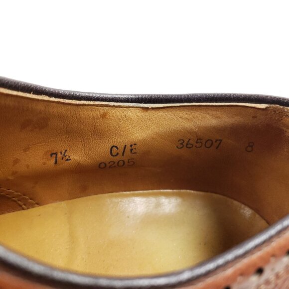 Nettleton Mens Size 7.5 C/E Vintage Brown Leather Wingtip Oxford Dress Cleated - Picture 7 of 8